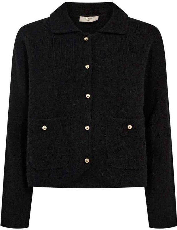 Freequent - FQZANA - Vest - Zwart - Regular Pasvorm - Knoopsluiting