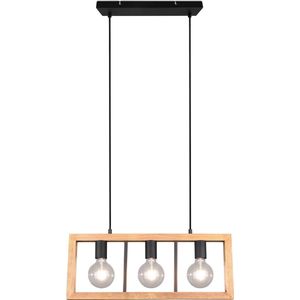 LED Hanglamp - Hangverlichting - Torna Aplon - E27 Fitting - 3-lichts - Rechthoek - Mat Zwart - Aluminium