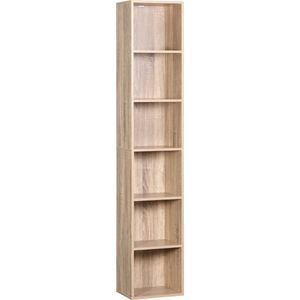 ItsIn® - Moderne Boekenkast - Hout - Opslag - Planken - Kantoor - Woonkamer - Lezen - Studeerkamer - 6 Vakken - 30X23.5X158.4Cm - Gewicht: 12.9kg
