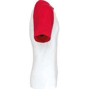 SportT-shirt Heren XL Kariban Ronde hals Korte mouw White / Red 100% Katoen