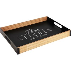 Dekoratiefs-sDienblad 'Home Kitchen', naturel/zwart, hout, 37x25x5cms-sA225565