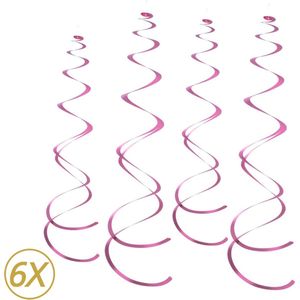 Roze Hangdecoratie Slingers Swirl Verjaardag Versiering Feest Versiering Swirls Plafond Decoratie Roze - 6 Stuks