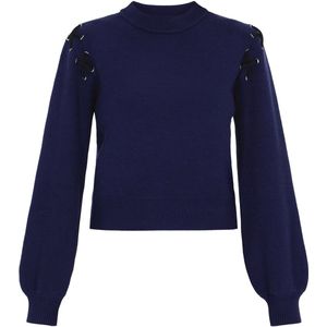 myMo - Rock Collection - Gebreide Trui - Metalen Oogjes - Ronde Hals