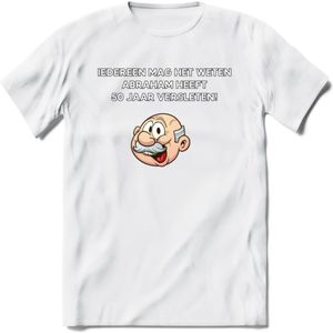 Iedereen mag het weten T-Shirt | Grappig Abraham 50 Jaar Verjaardag Kleding Cadeau | Dames – Heren - Wit - 3XL