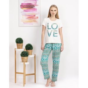 VANILLA - Love dames pyjama - Pyjamasets - Tweedelig - Viscose - Offwhite - PJ1544 - XXL