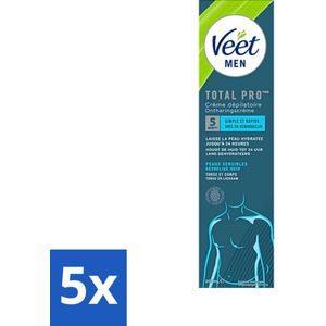 5 x Veet Men - Ontharingscrème - Gevoelige Huid - Milde Formule - 200 ml - Ontharingscrème Gevoelige Huid - Ontharingscrème Voor Mannen - Ontharingscrème Voor Gevoelige Huid - Ontharingscrème Voor Benen - Ontharingscrème Voor Rug