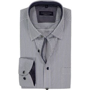 CASA MODA - Sport Comfort Fit - Overhemd - Wit met Blauw en Groen Dessin - Strijkvriendelijk