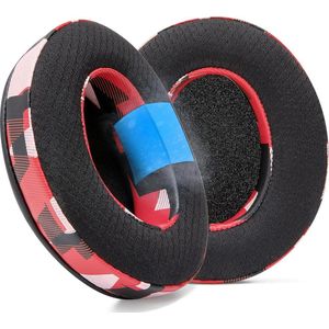 Vervangende oorkussens Freeze Hybrid Fabric Cooling Gel - Compatibel met HyperX, Cloud, Steelseries, Arctis, ATH M50X, Turtle Beach Stealth - Comfortabel en koeler voor langdurig gebruik - Red Prism