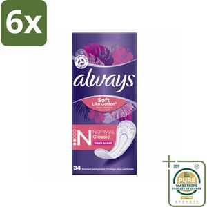 Always - Inlegkruisjes - Normal - 34 Inlegkruisjes - Voordeelverpakking - 6 stuks - DailyFresh - Inlegkruisjes normale