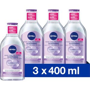 NIVEA Essentials Soothing Micellair Water - Gevoelige huid - Aminozuren - Dexpanthenol - Make up remover - Reinigingswater - Gezicht Wassen - 3x400 ml