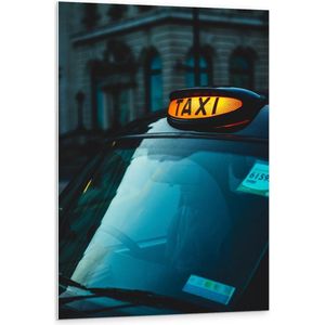 Forex - Geel Taxi Bord - 80x120cm Foto op Forex