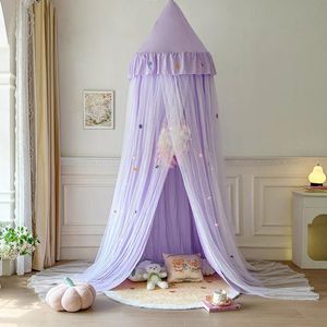 Ibenzoa® Betoverende Bedluifel voor Meisjes met Dubbellaags Koepel en Muggennet in Paars