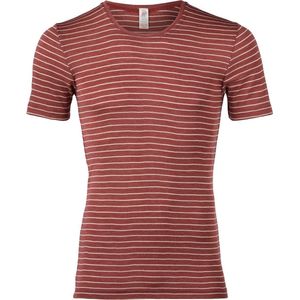 Engel Natur Heren T-shirt Zijde - Bio Merino Wol GOTS Koper Rood Gestreept 54/56(XL)