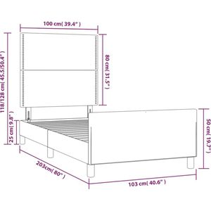 vidaXL - Bedframe - met - hoofdbord - stof - lichtgrijs - 100x200 - cm