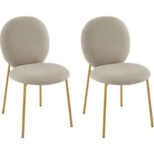 PASCAL MORABITO Set van 2 stoelen met stoffen bekleding en goudkleurig metaal – Beige – ASTRENA L 50 cm x H 88 cm x D 58.5 cm