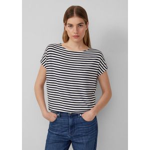 s.Oliver - Shirt - Navy/Wit - Gestreept - Kwartmouw