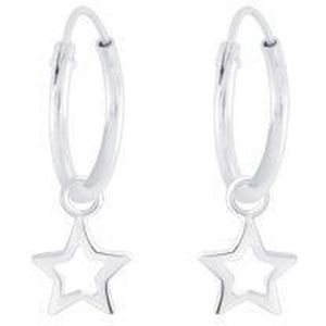 Oorbellen dames | Oorringen met hanger | Zilveren oorringen met hanger, ster | WeLoveSilver