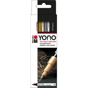 Marabu YONO Marker Set - 4 kleuren metal - 0.5 tot 1.5 mm ronde punt