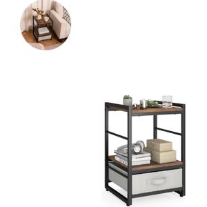 Platenspelermeubel - LP-kast - Platenspelerkast - Draaitafelstandaard - Platenspelerstandaard - Vintage Displayplank - Rustiek Bruin