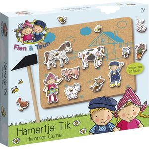 Fien & Teun hamertje tik hamerspel met boerderij figuren - leren timmeren educatief speelgoed - Bambolino Toys