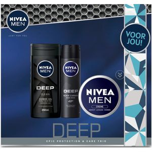 NIVEA MEN Deep Geschenkset Mannen - Vaderdag Cadeautje - Giftset met Douchegel, Deodorant en Creme
