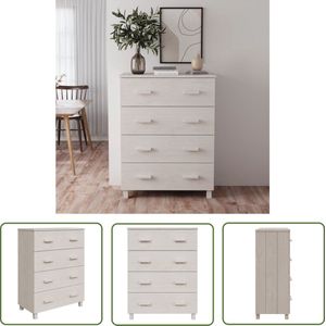 The Living Store Dressoir HAMAR 79x40x103,5 cm massief grenenhout wit - Dressoir - Commode - Salontafel - Houtmeubilair - Grenenhouten Dressoir