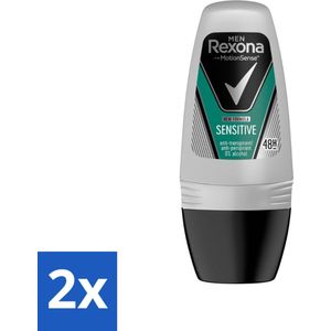 2 x Rexona Men - Sensitive - Deo Roll-on - Anti-transpirant - 50 ml - Deodorant - Antitranspirant - Gevoelige Huid - Mannen - Roll-on