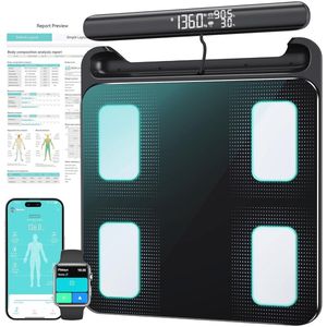 Lichaamsvetweegschaal met 8 elektroden en app - Boven- en onderlichaammeting, Lichaamsanalyse en Spiermassa