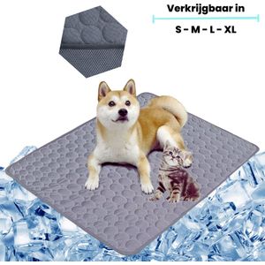 Koelmat Voor Hond & Kat | 60 X 50 CM | Nieuwste Model Koelmat | Temperatuur Absorberende Werking | Vrij Van Giftige Gel | Anti Slip | Antraciet | M