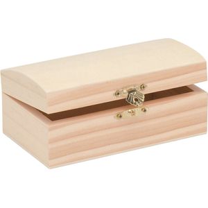 Glorex hobby schatkistje met sluiting en deksel - hout - 14 x 8 x 6 cm - Sieraden/spulletjes/sleutels - Opberg kistjes