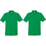 2-Pack maat M groen polo shirt premium van katoen voor heren - Polo t-shirts voor heren