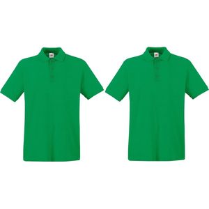2-Pack maat M groen polo shirt premium van katoen voor heren - Polo t-shirts voor heren