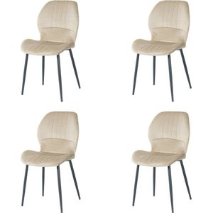 Nuvolix velvet eetkamerstoelen set van 4 - Texas - eetkamerstoel - velvet stoel - beige