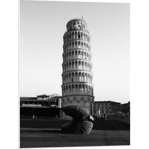 PVC Schuimplaat- Toren van Pisa - Zwart Wit - 60x80 cm Foto op PVC Schuimplaat