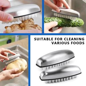 4 stuks handwasborstels, roestvrij staal, handborstel, nagelborstel hard, 2-in-1 multifunctionele vingernagelborstel, voor het reinigen van nagels, handwas, keuken voor reiniging, badkamer