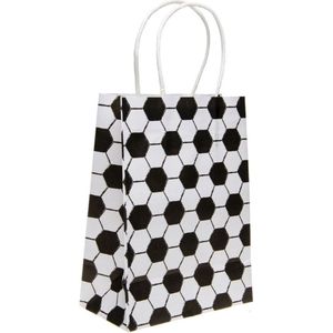 24x Papieren Voetbal Geschenktasjes met Handvat - Voetbal - Tasjes Voor Uitdeelcadeautjes - 24 Stuks - Verpakking - Kinderfeestje