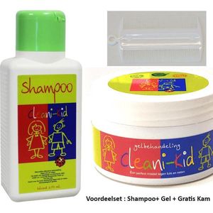 Cleani kid Anti-luis Voordeelset: Shampoo 250 ml.+ Anti Hoofdluisgel 200 ml + Gratis kam.