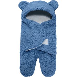 BonBini´s Teddy bear wikkeldeken newborn - zachte blauwe teddy beer inbakerdoek newborn baby - wikkeldoek -0-3 maanden - Blauw