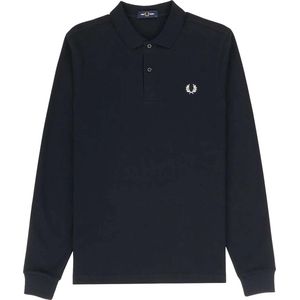 Fred Perry - Longsleeve Polo Donkerblauw - Modern-fit - Heren Poloshirt Maat M