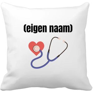 Akyol - dokter slethoscoop met eigen naam Kussen hoes - Dokter - iemand die dokter is - ziekenhuis - hart - verjaardag - cadeau - kado - 40 bij 40 cm