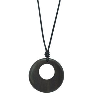 Houten ketting met ronde Sono-houten hanger – Verstelbare katoenen ketting