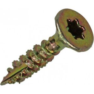 Houtschroef. 4.0 x 20mm. lang. verzinkt. platkop-torx. 200 stuks spaanplaatschroeven. Sam.