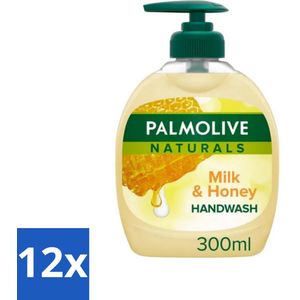 Pamlolive Naturals - Handzeep - Melk & Honing - 300 ml - Voordeelverpakking - 12 stuks