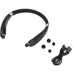 Draadloze Bluetooth headset SX-991 met inklapbare hals en hanger (zwart)