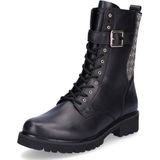 Remonte - Veterlaarsjes - Zwart/goudkleur - Blokhak - Ritssluiting - Vetersluiting - Gespsluiting