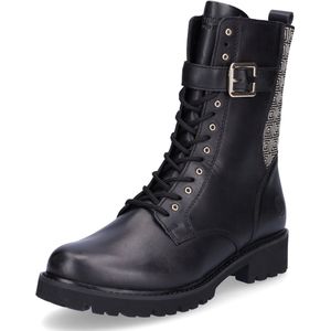 Remonte - Veterlaarsjes - Zwart/goudkleur - Blokhak - Ritssluiting - Vetersluiting - Gespsluiting