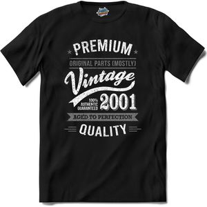 Vintage Legend Sinds 2001 - verjaardag en feest cadeau - Kado tip - T-Shirt - Unisex - Zwart - Maat XXL