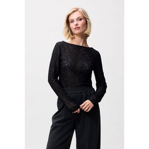 Lace Longsleeve - Zwart - Aangesloten - Stretch Kant