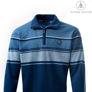 Sweater 3255 blauw streep polo Chris Cayne - maat XL