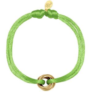Yehwang armband - Groen - Satin knot - Goudkleurig